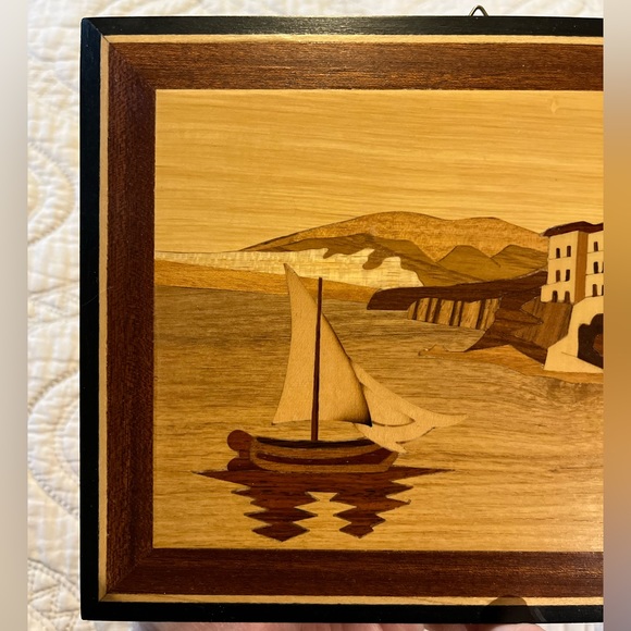Italian Wooden Plaque Sailboat Ocean Scene - Picture 4 of 10